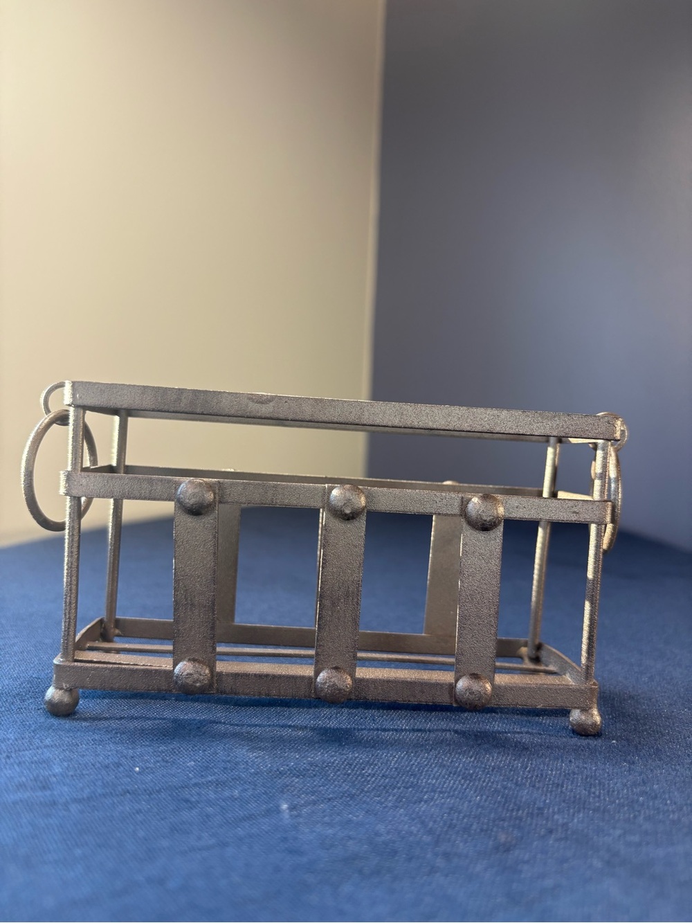 Rustic Metal Holder with 3 Compartments